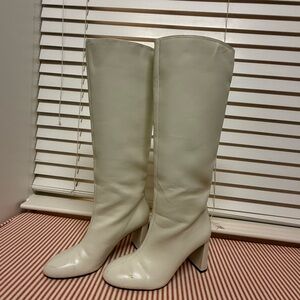 Zara off white heeled boots